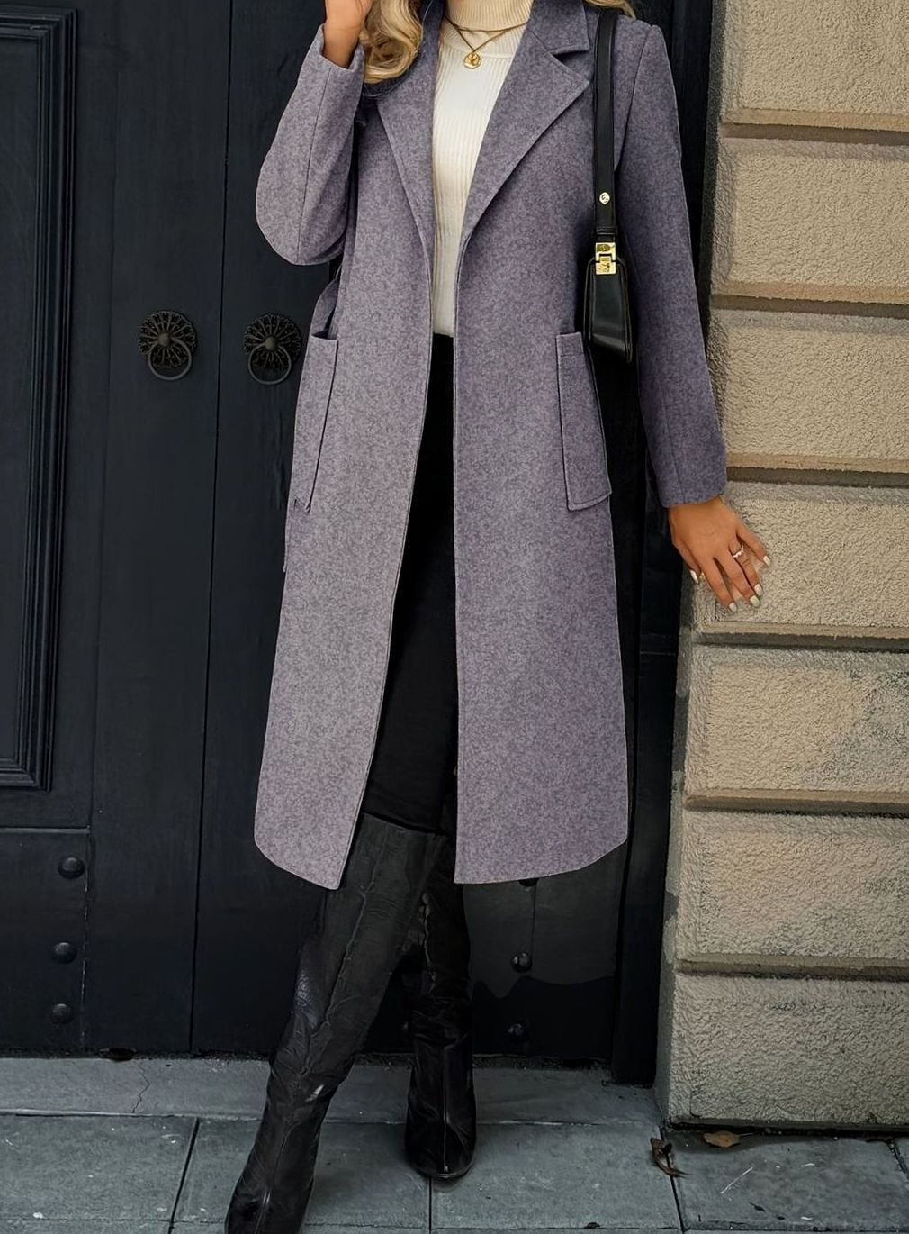 Mia | Manteau en laine pour femmes avec ceinture à nouer Trench-coat longline ajusté