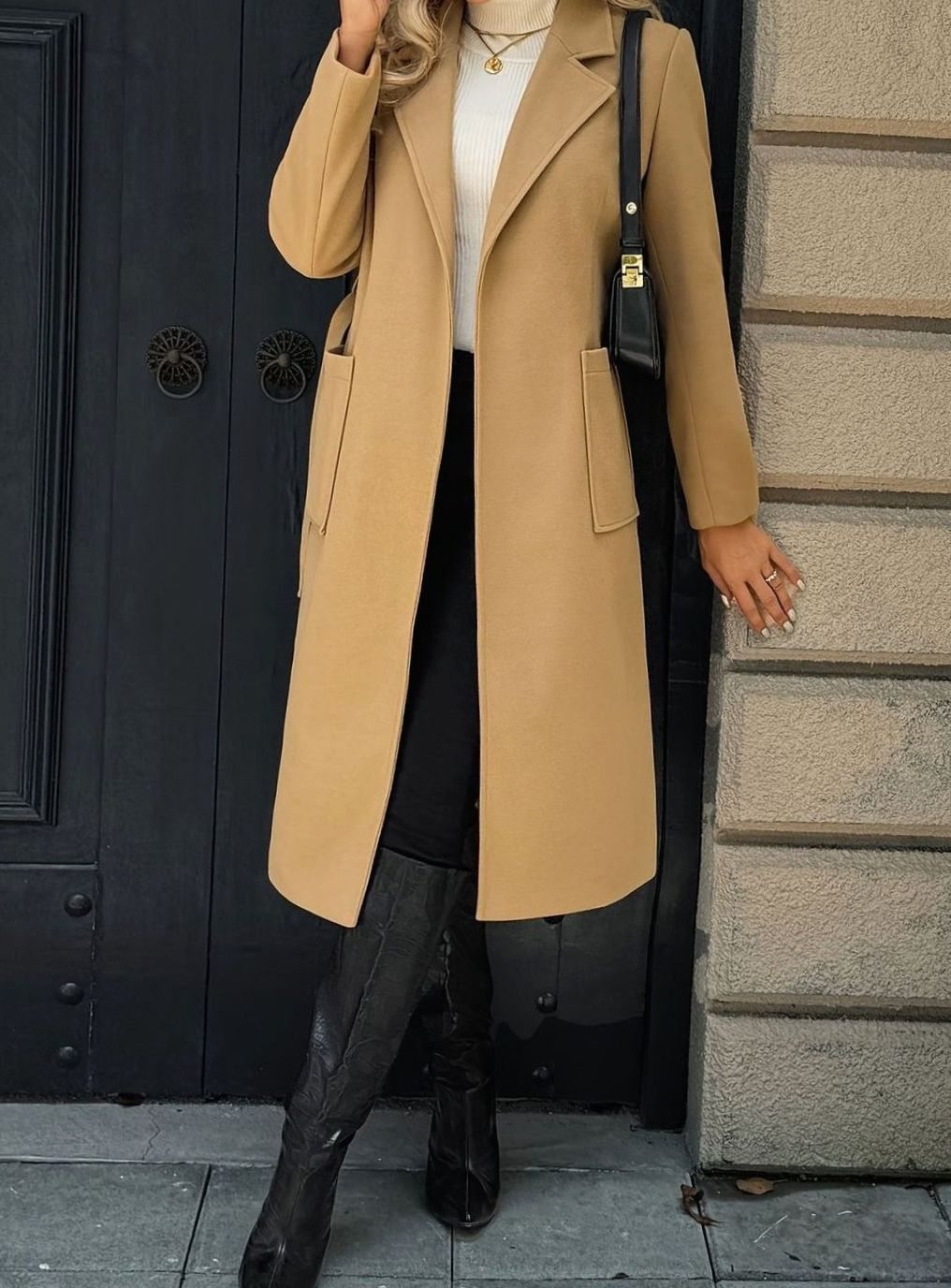 Mia | Manteau en laine pour femmes avec ceinture à nouer Trench-coat longline ajusté