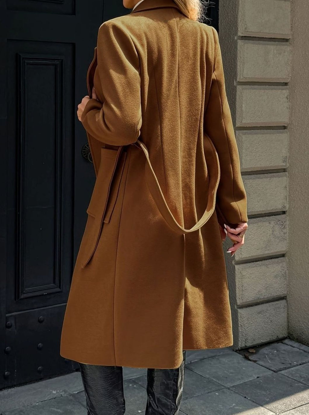 Mia | Manteau en laine pour femmes avec ceinture à nouer Trench-coat longline ajusté