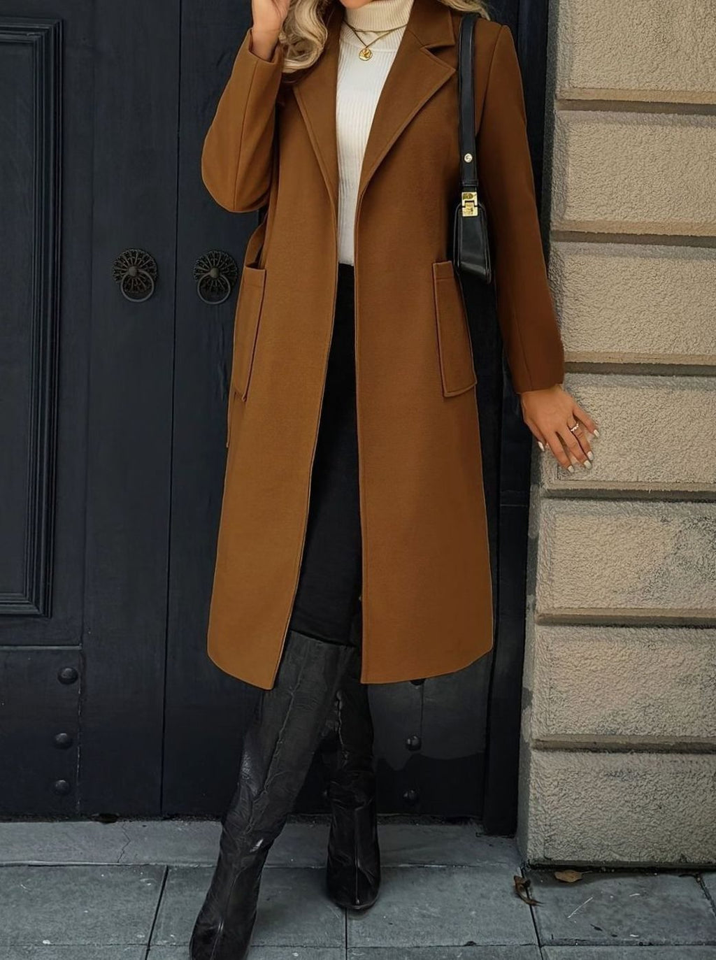 Mia | Manteau en laine pour femmes avec ceinture à nouer Trench-coat longline ajusté