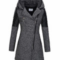 Johanna | Manteau en laine pour femmes avec capuche, fermeture éclair asymétrique, coupe A