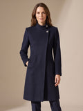 Hannah | Manteau en Laine Femme Cintré Col Montant Fermeture Bouton Asymétrique