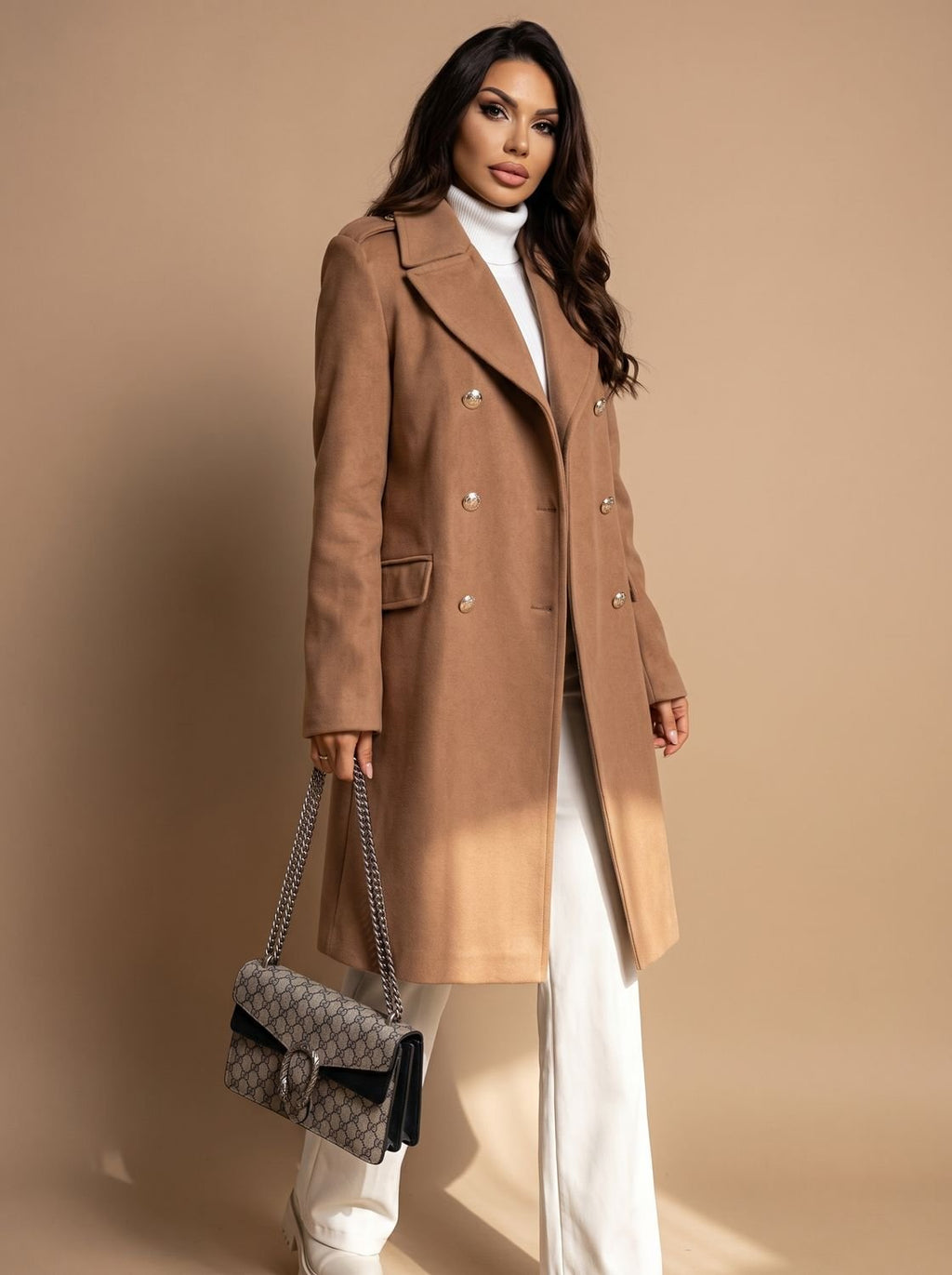 Leonie | Manteau en Laine pour Femmes Cintré à Double Boutonnage Manteau d'Hiver Long