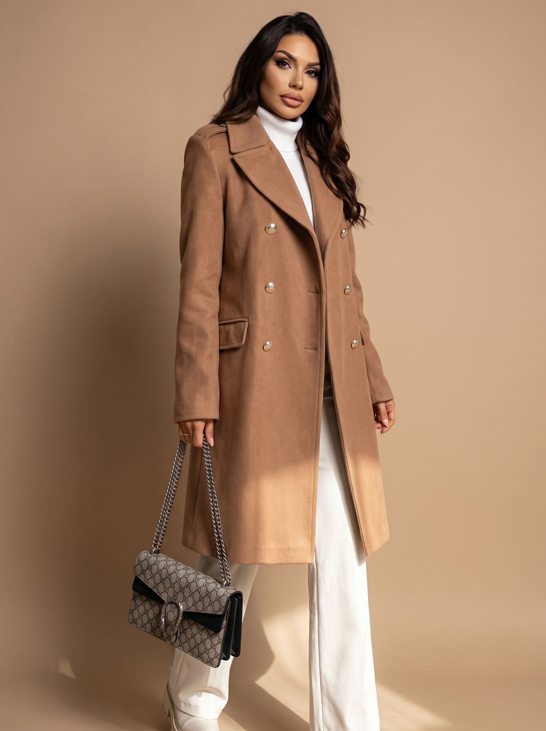Leonie | Manteau en Laine pour Femmes Cintré à Double Boutonnage Manteau d'Hiver Long
