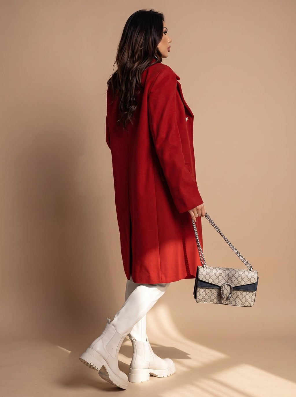 Leonie | Manteau en Laine pour Femmes Cintré à Double Boutonnage Manteau d'Hiver Long