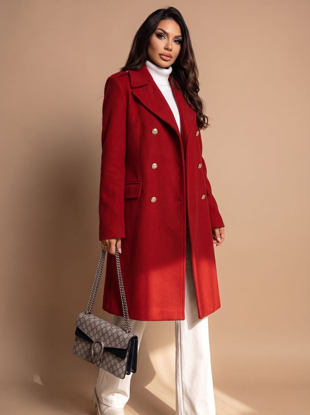 Leonie | Manteau en Laine pour Femmes Cintré à Double Boutonnage Manteau d'Hiver Long