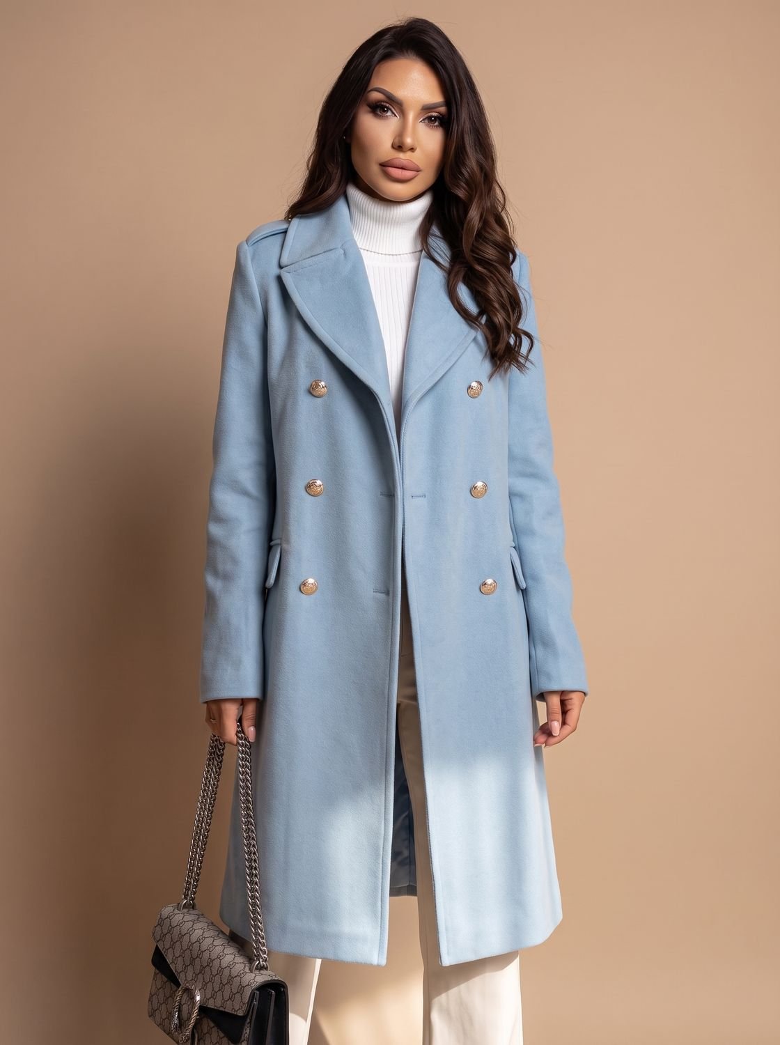 Leonie | Manteau en Laine pour Femmes Cintré à Double Boutonnage Manteau d'Hiver Long