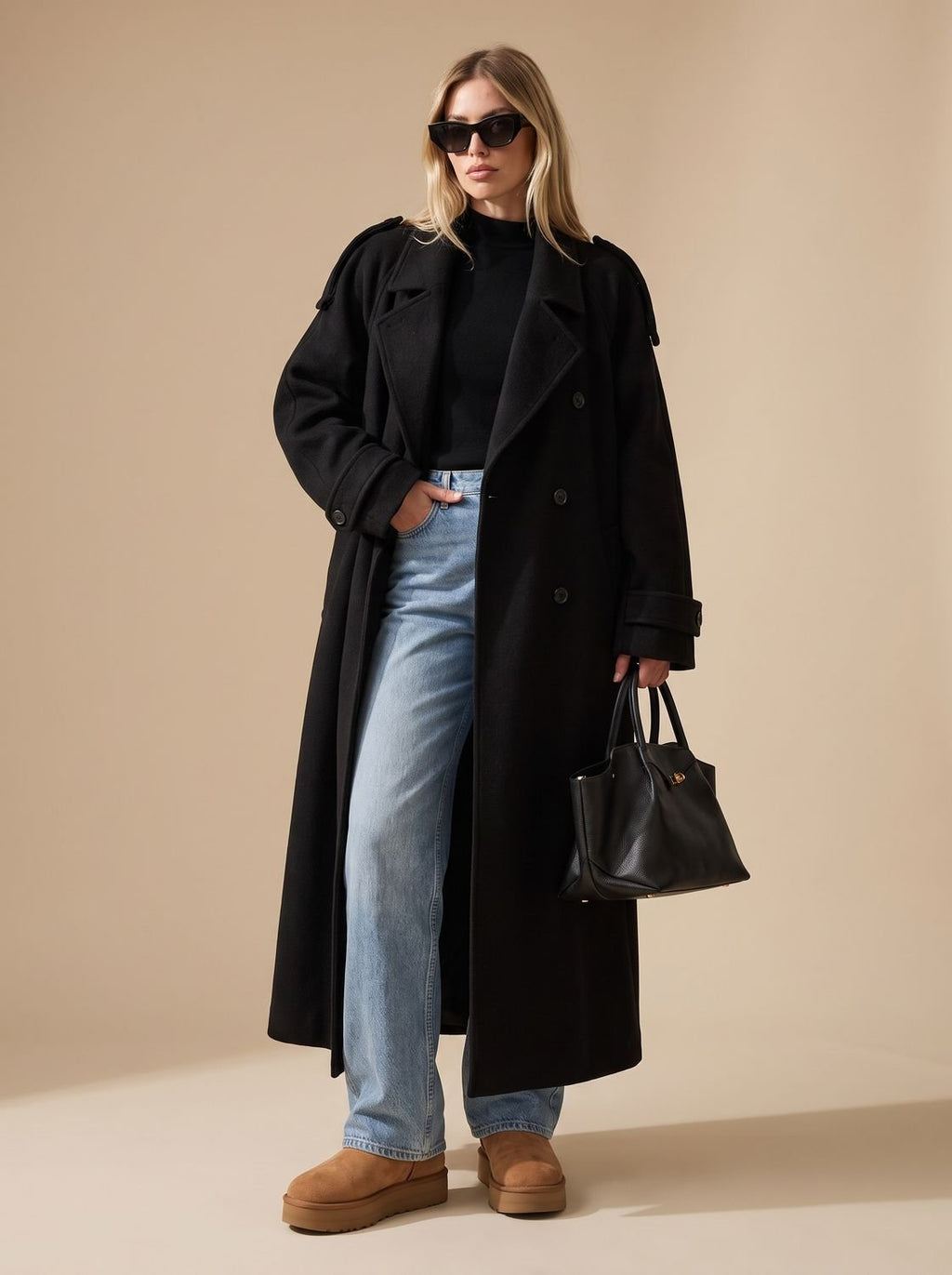Elfriede | Manteau en laine pour femmes Trench-coat à double boutonnage avec col revers
