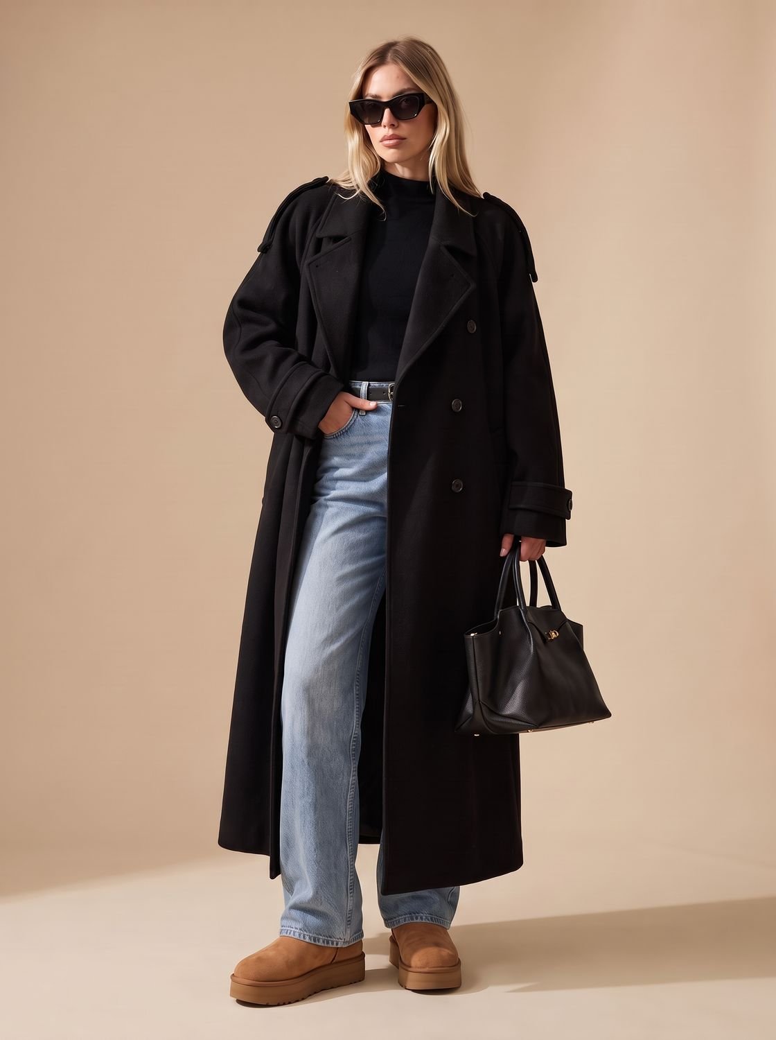 Elfriede | Manteau en laine pour femmes Trench-coat à double boutonnage avec col revers