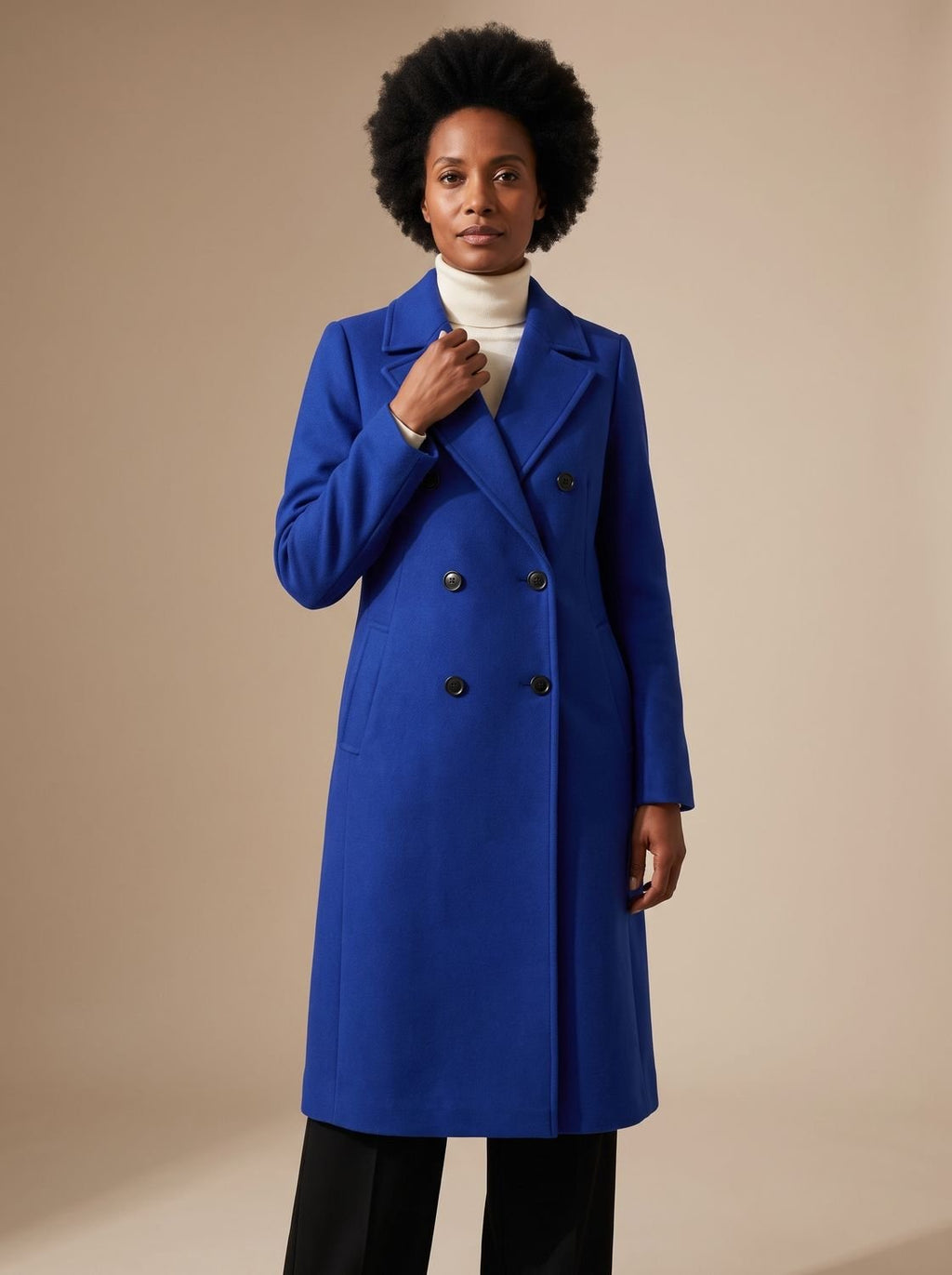 Mia | Manteau en Laine Femme, Manteau d'Hiver Long Ajusté à Double Boutonnage