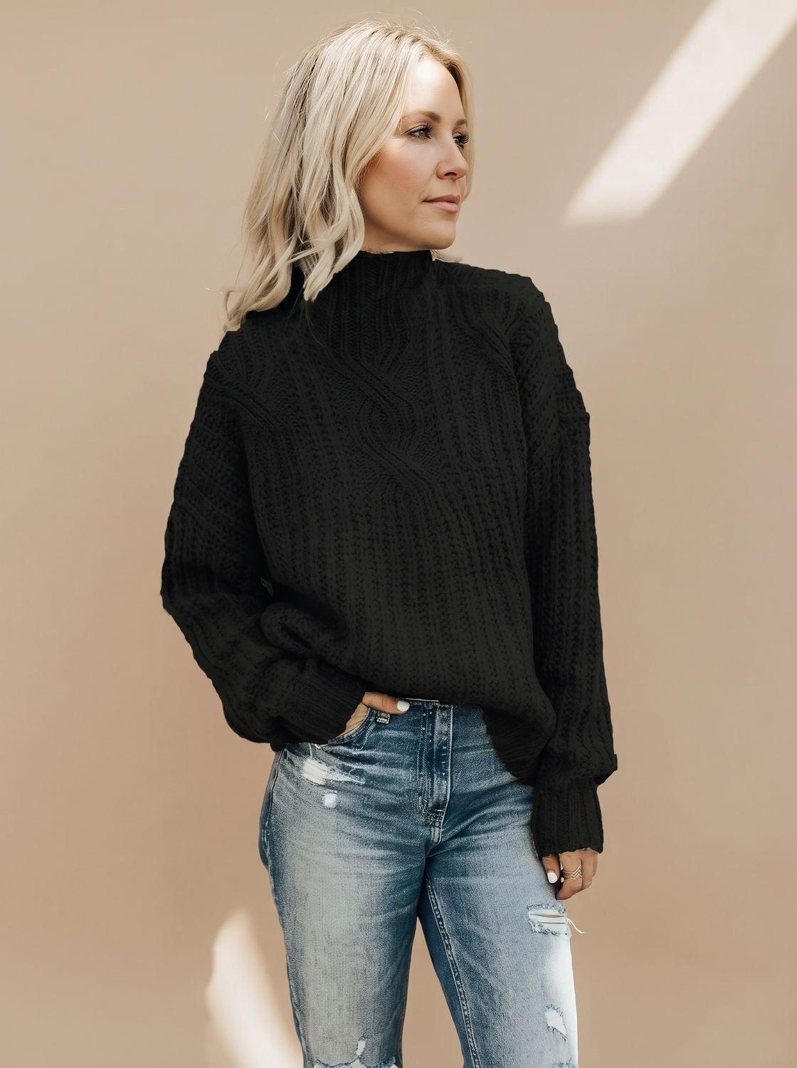 Luisa | Pull à col roulé en tricot à motif torsadé pour femmes