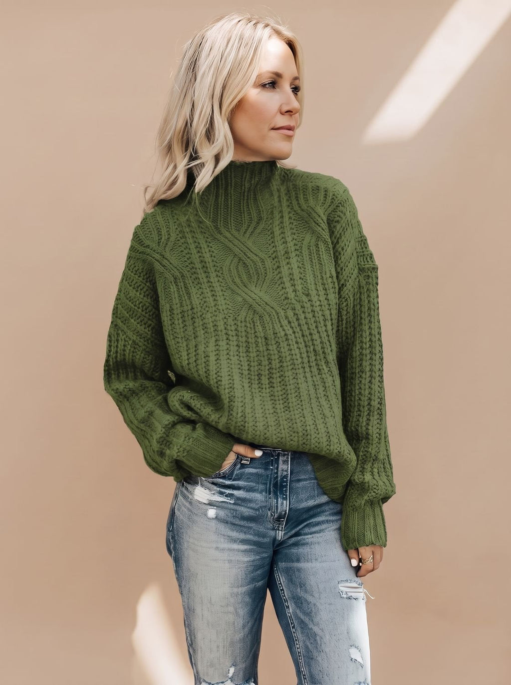 Luisa | Pull à col roulé en tricot à motif torsadé pour femmes