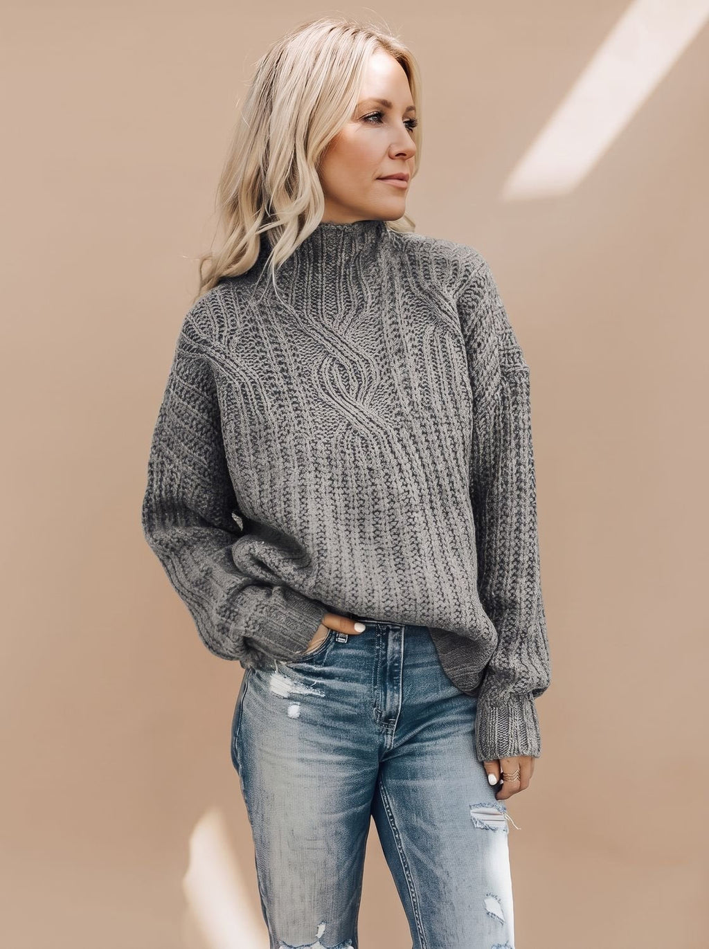 Luisa | Pull à col roulé en tricot à motif torsadé pour femmes