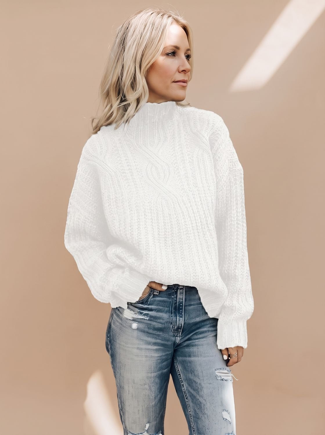Luisa | Pull à col roulé en tricot à motif torsadé pour femmes