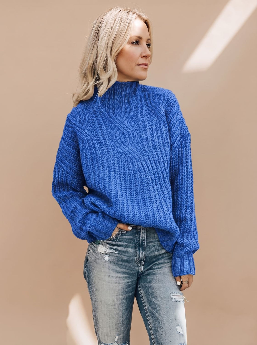 Luisa | Pull à col roulé en tricot à motif torsadé pour femmes