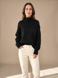 Greta | Pull à col roulé en tricot torsadé pour femmes, pull de Noël avec tricot structuré