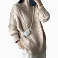 Mia | Pull en tricot à motif torsadé avec fermeture éclair pour femmes, taille oversize