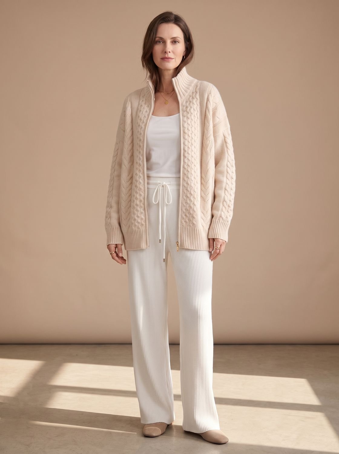 Mia | Pull en tricot à motif torsadé pour femmes avec fermeture éclair Oversize