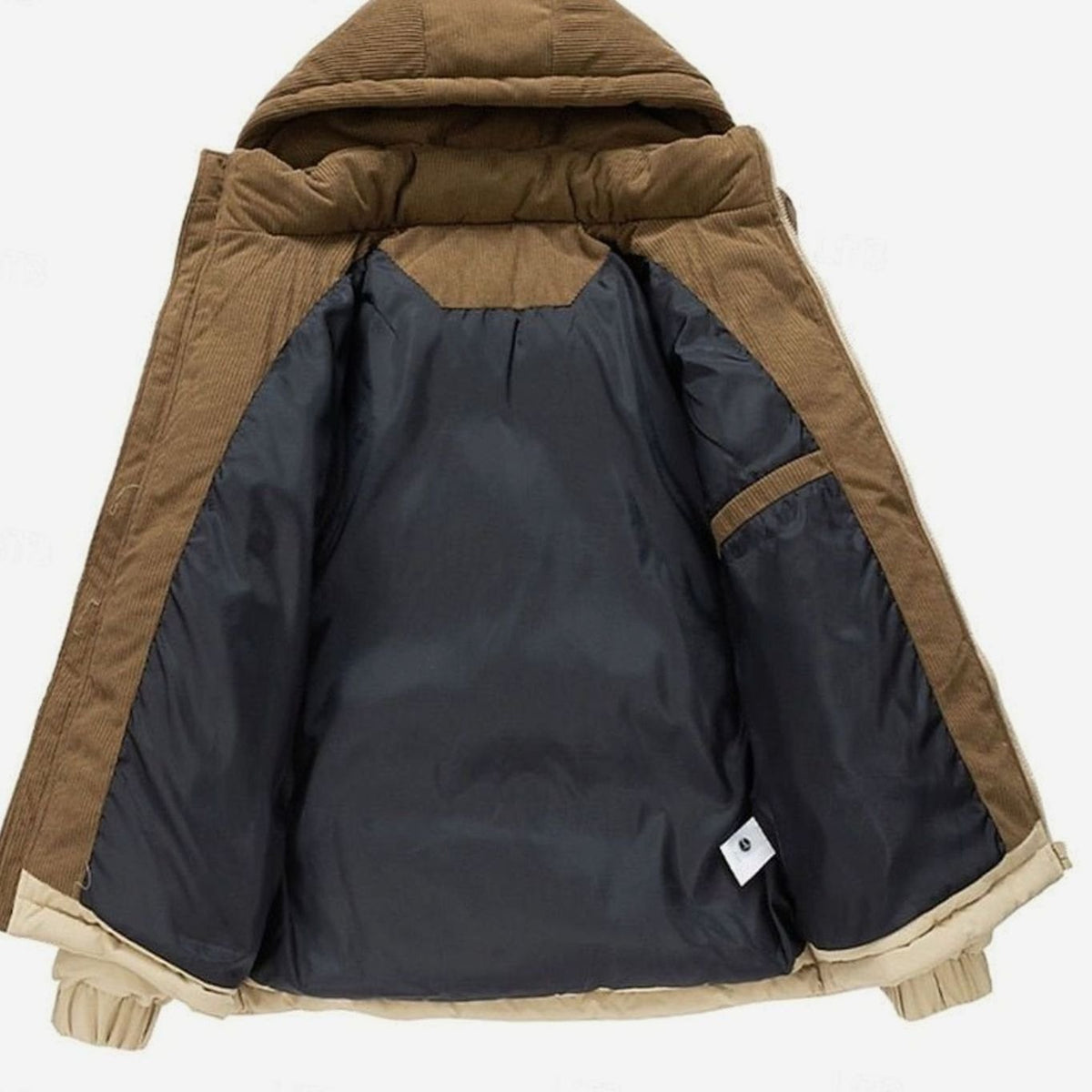 Amelie | Veste matelassée bicolore pour femmes avec capuche, coupe layering, veste d'hiver