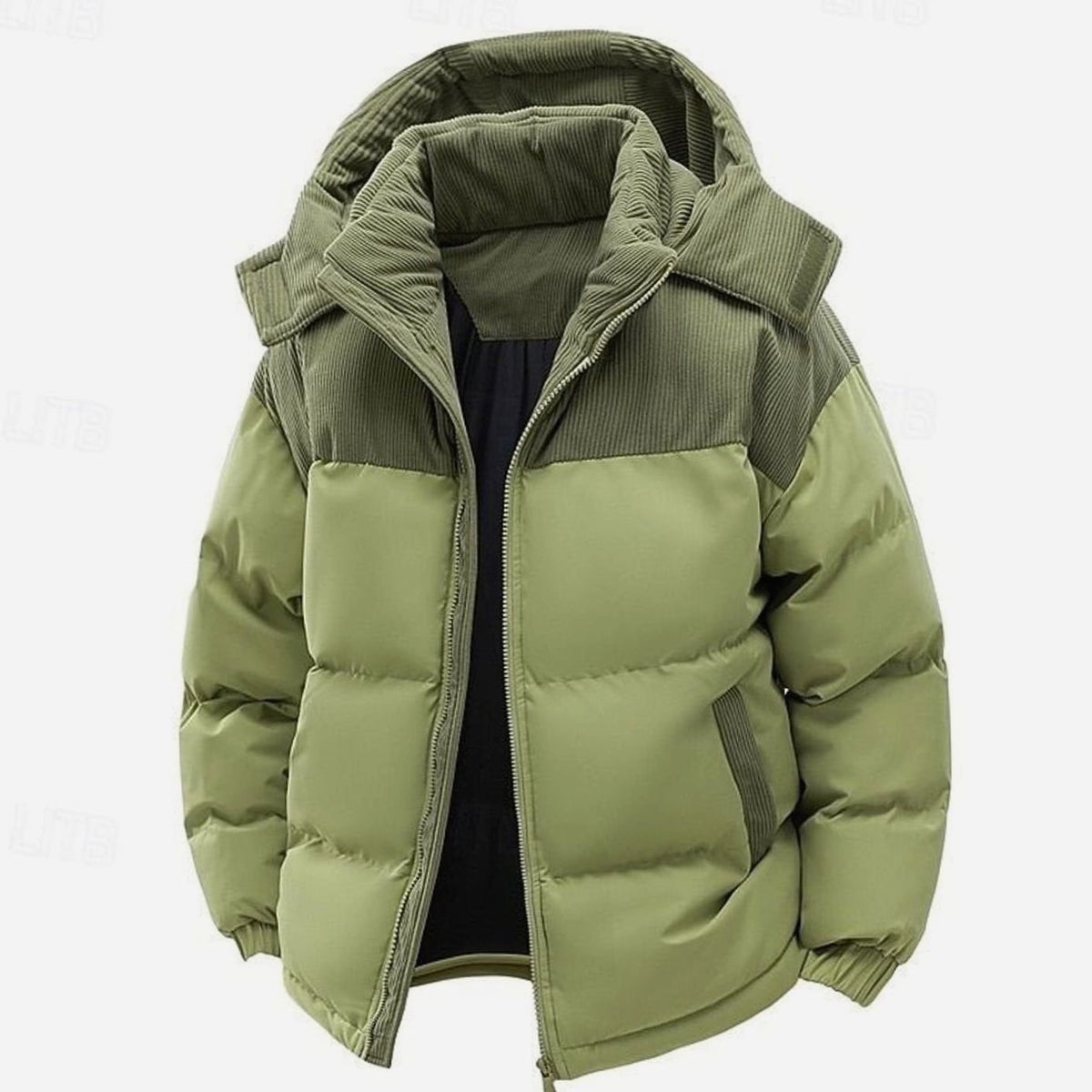 Amelie | Veste matelassée bicolore pour femmes avec capuche, coupe layering, veste d'hiver