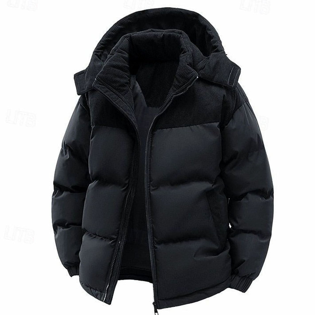 Amelie | Veste matelassée bicolore pour femmes avec capuche, coupe layering, veste d'hiver