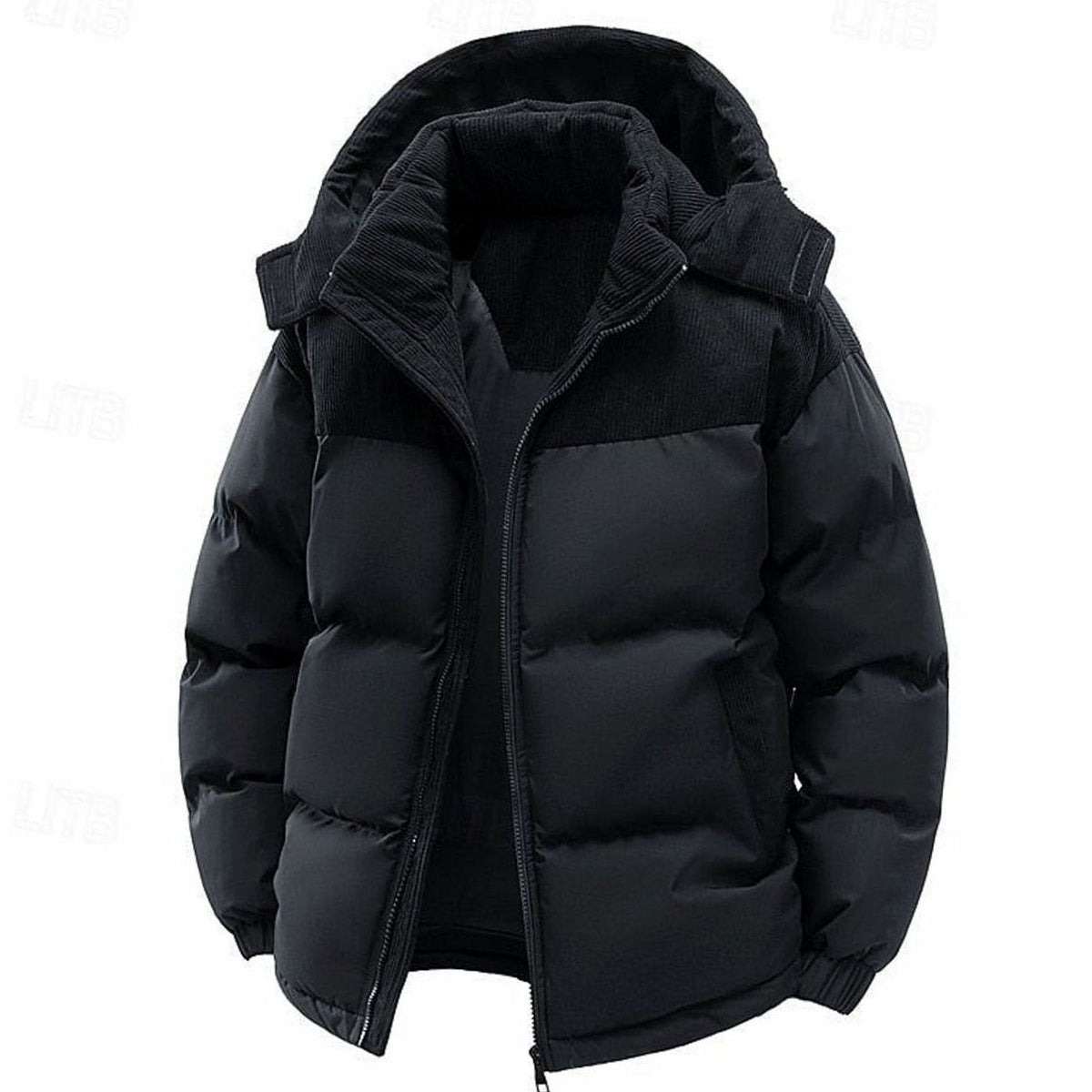Amelie | Veste matelassée bicolore pour femmes avec capuche, coupe layering, veste d'hiver