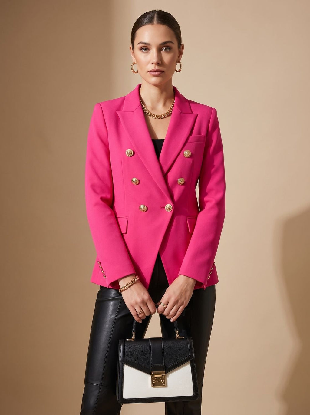 Greta | Blazer pour femmes à double boutonnage avec boutons dorés cintré