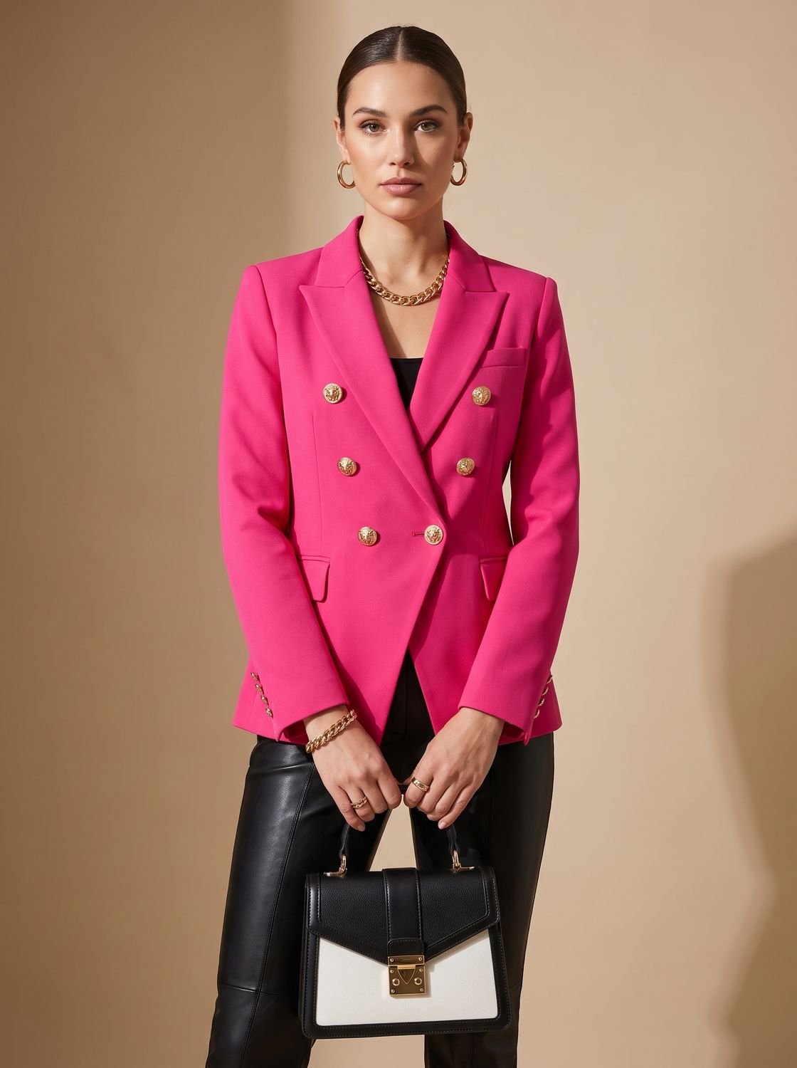 Greta | Blazer pour femmes à double boutonnage avec boutons dorés cintré