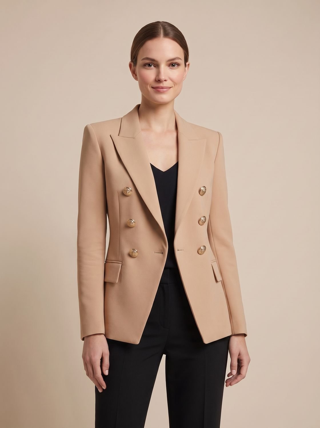 Greta | Blazer pour femmes à double boutonnage avec boutons dorés cintré