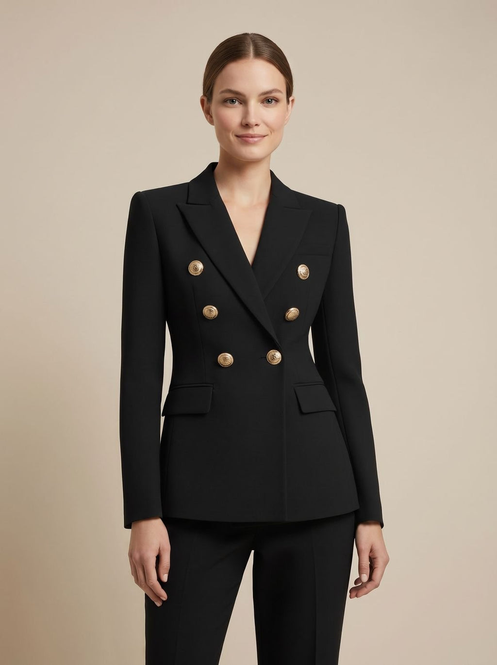Greta | Blazer pour femmes à double boutonnage avec boutons dorés cintré
