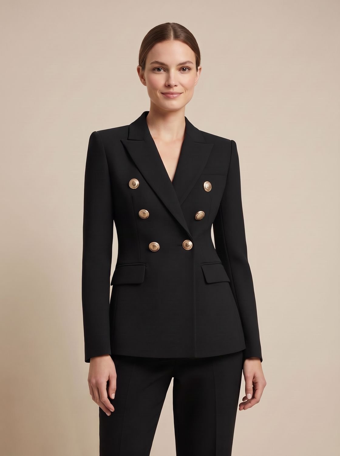 Greta | Blazer pour femmes à double boutonnage avec boutons dorés cintré