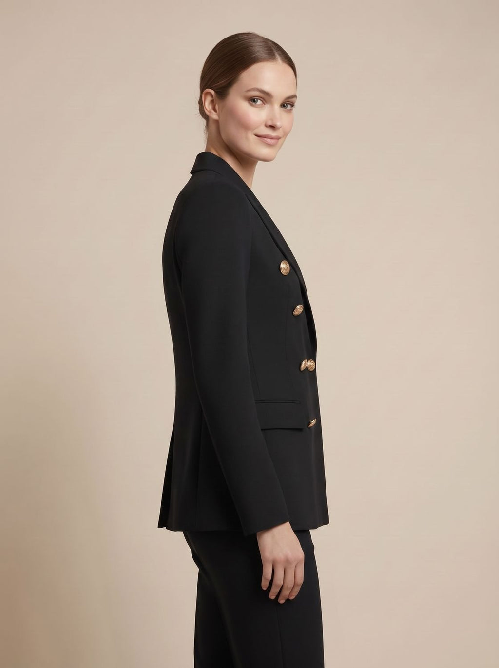 Greta | Blazer pour femmes à double boutonnage avec boutons dorés cintré