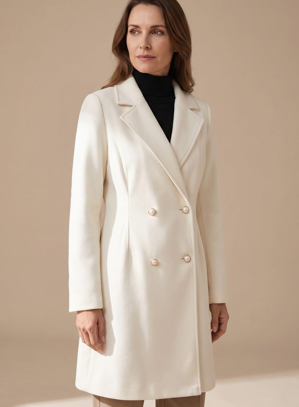 Elisabeth | Manteau en laine pour femmes, coupe A, double boutonnage, longueur genou