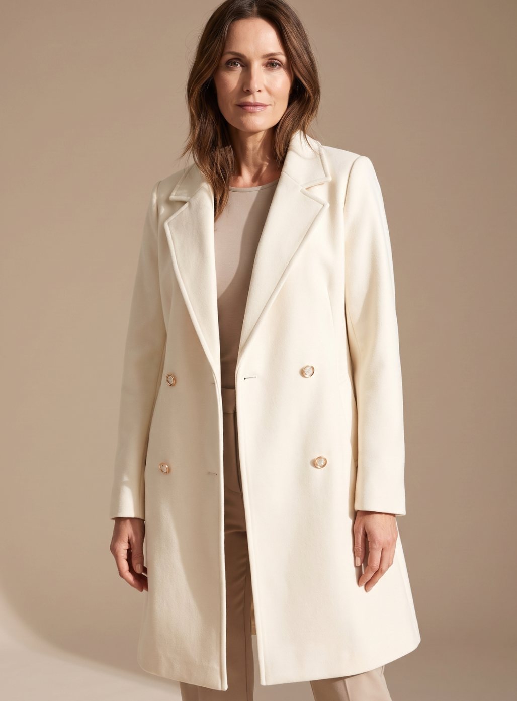 Elisabeth | Manteau en laine pour femmes, coupe A, double boutonnage, longueur genou