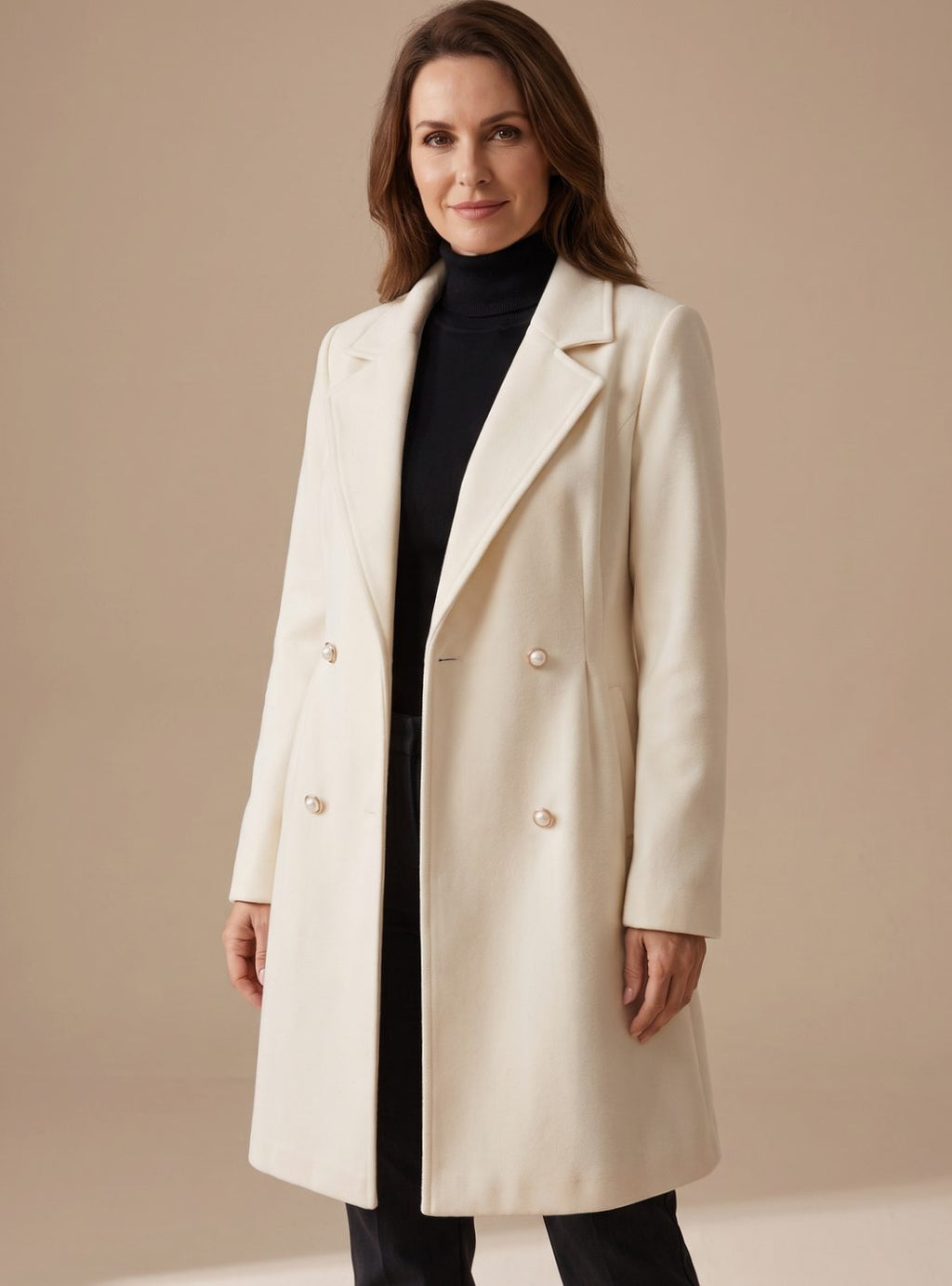 Elisabeth | Manteau en laine pour femmes, coupe A, double boutonnage, longueur genou
