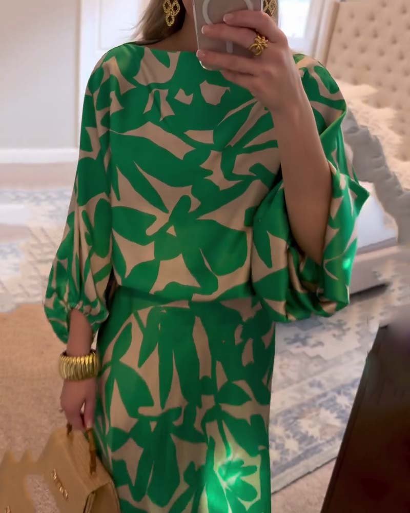 Mia | Ensemble Femme à Imprimé Floral à Manches Lanternes