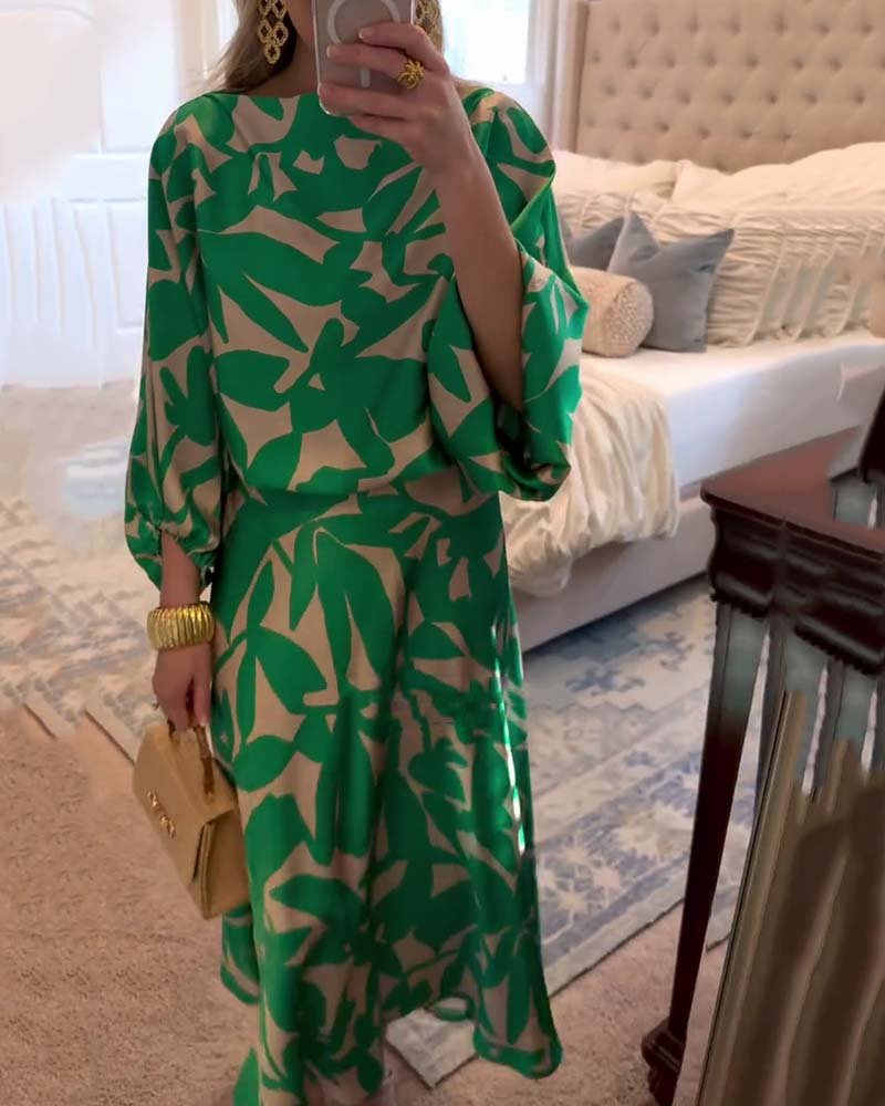 Mia | Ensemble Femme à Imprimé Floral à Manches Lanternes