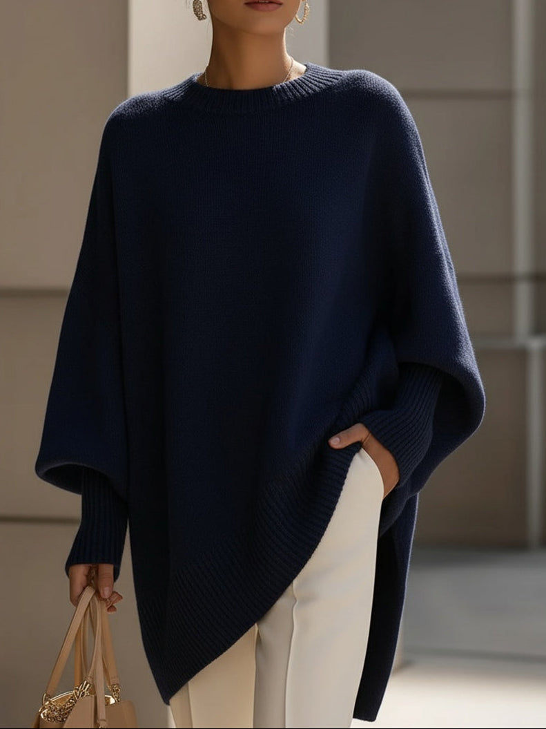 Pull Oversize pour Femmes avec Manches Chauve-Souris et Col Rond