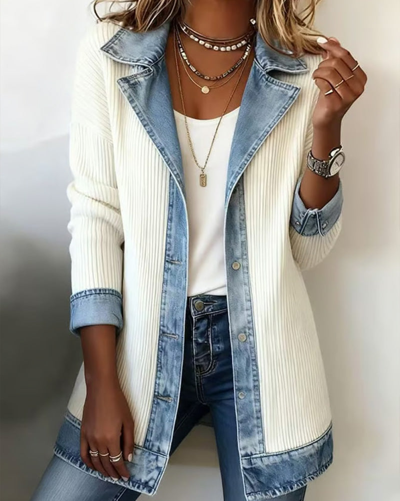 Manteau en Patchwork avec Revers