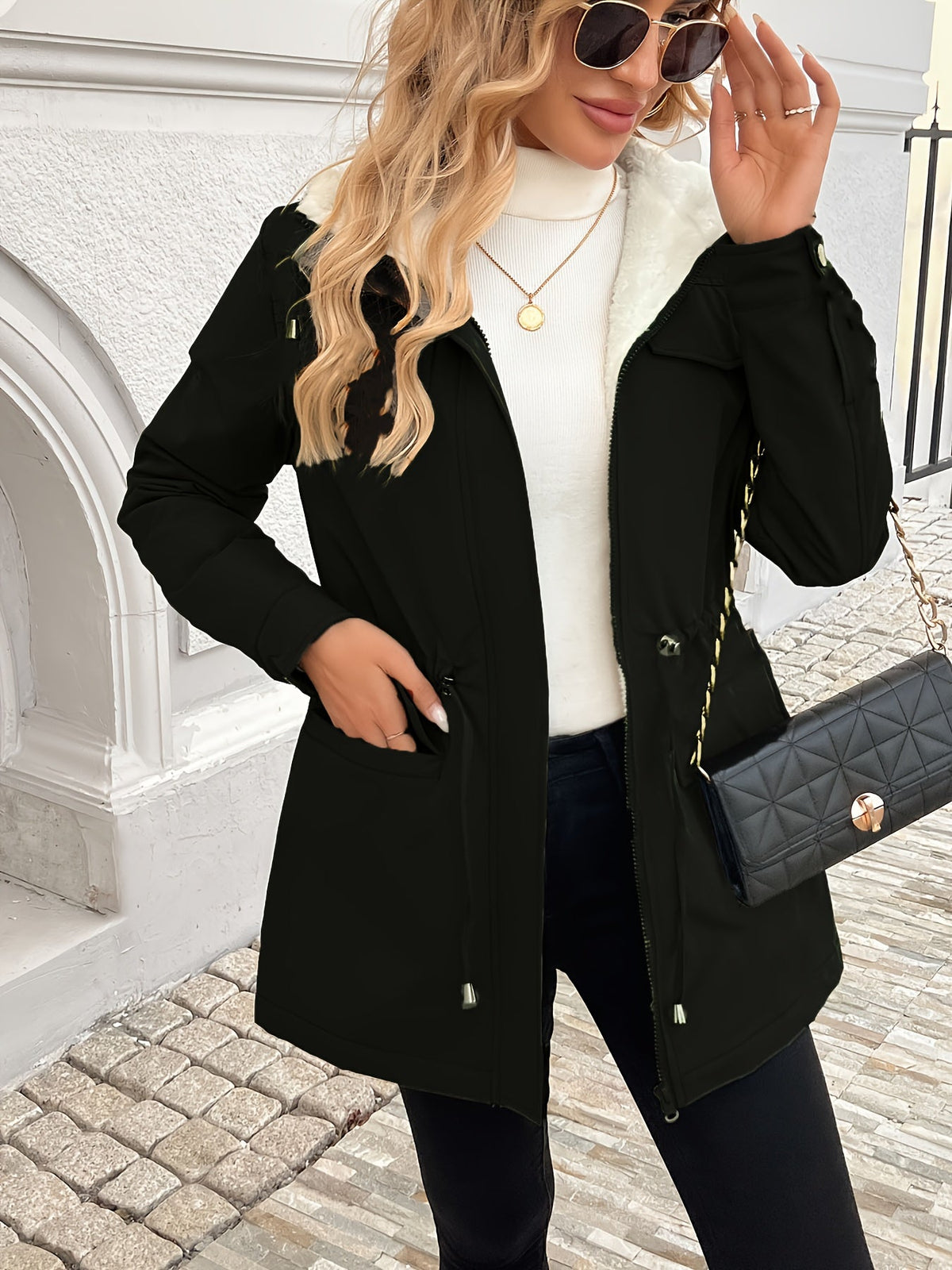 Della | Veste à Capuche Doublée en Fleece