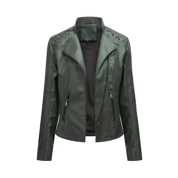 Veste en Cuir Lavée avec Coupe Féminine