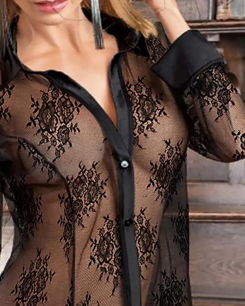 Lingerie Érotique Unie avec Finition en Dentelle Sexy