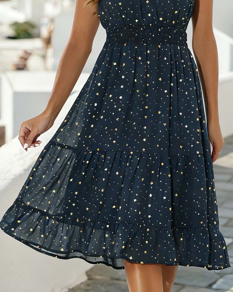 Robe Volante Sans Manches Flounce