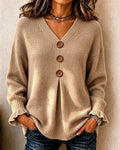 Pull Col En V Bouton Pullover