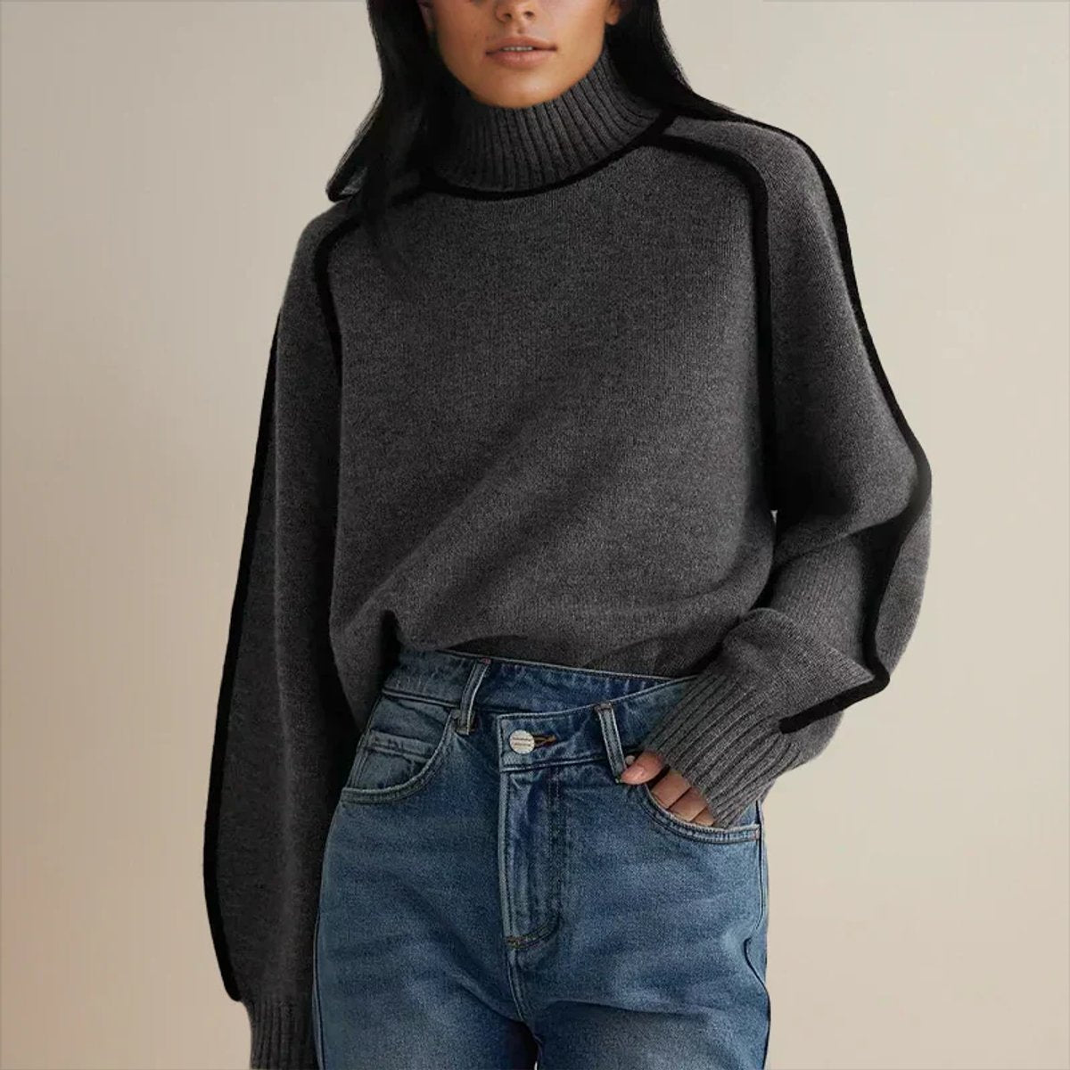 Emily | Pull à Col Roulé Oversize Élégant et Confortable