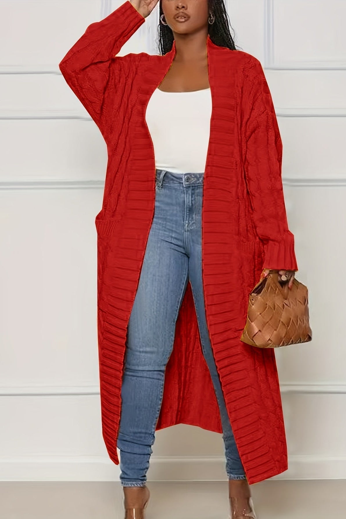 Cardigan Femme Long | Décolleté en V & Structure Côtelée
