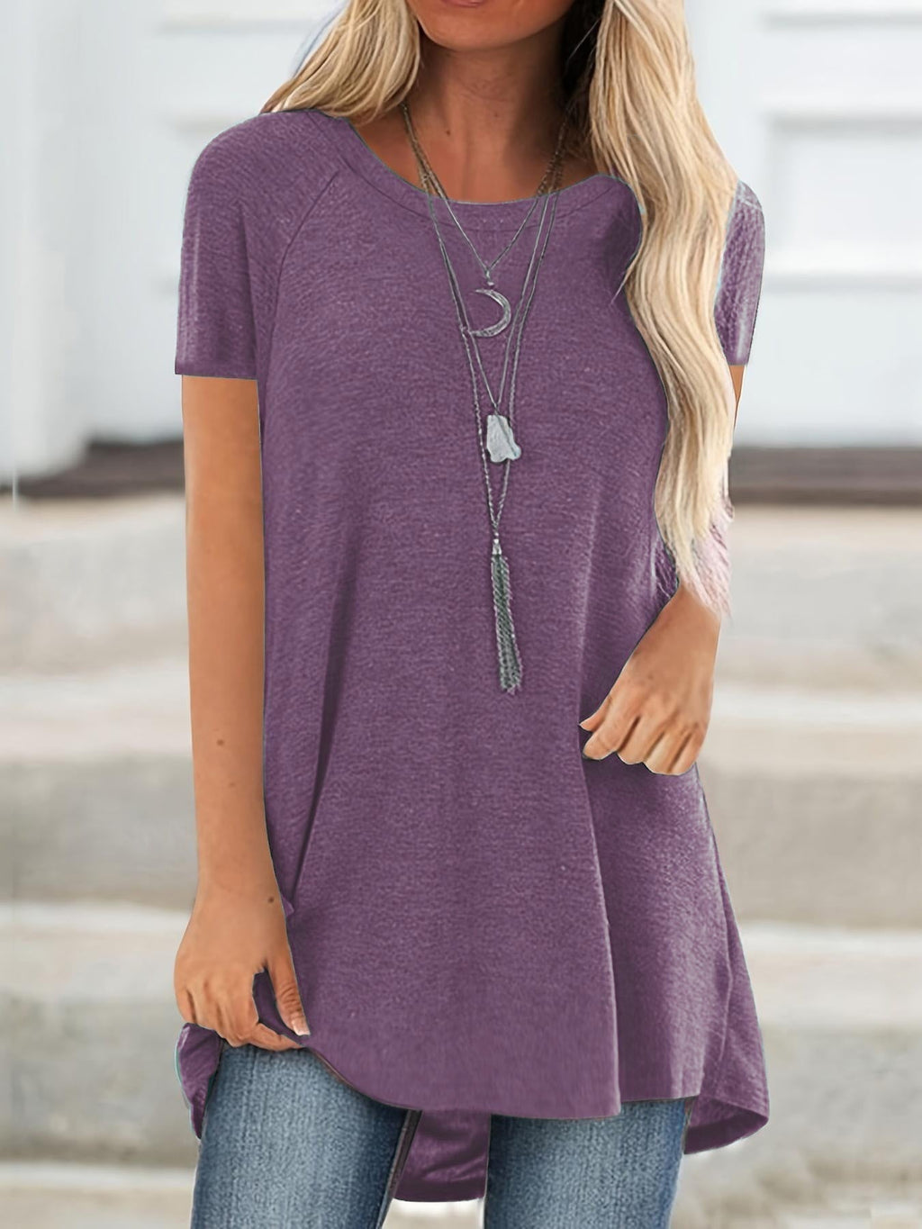Faye™ - T-shirt long à col rond décontracté