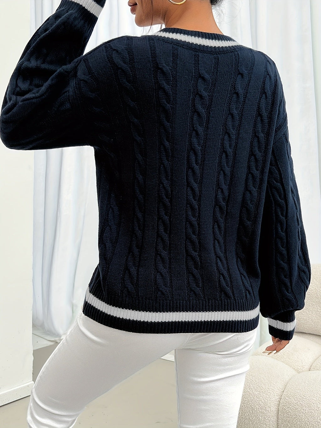 Pull en Tricot Femme | Tricot Câble & Col en V