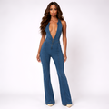 Tasha - Combinaison sans manches en denim avec dos en forme de cœur et taille haute