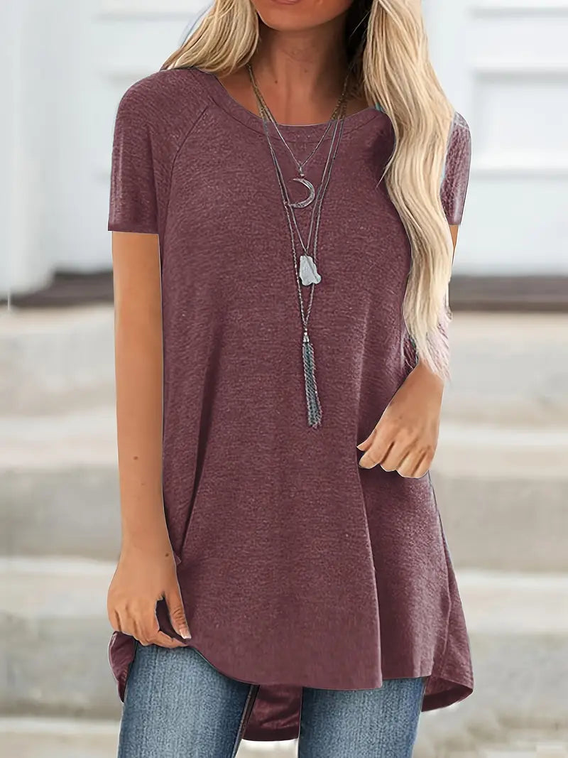 Faye™ - T-shirt long à col rond décontracté